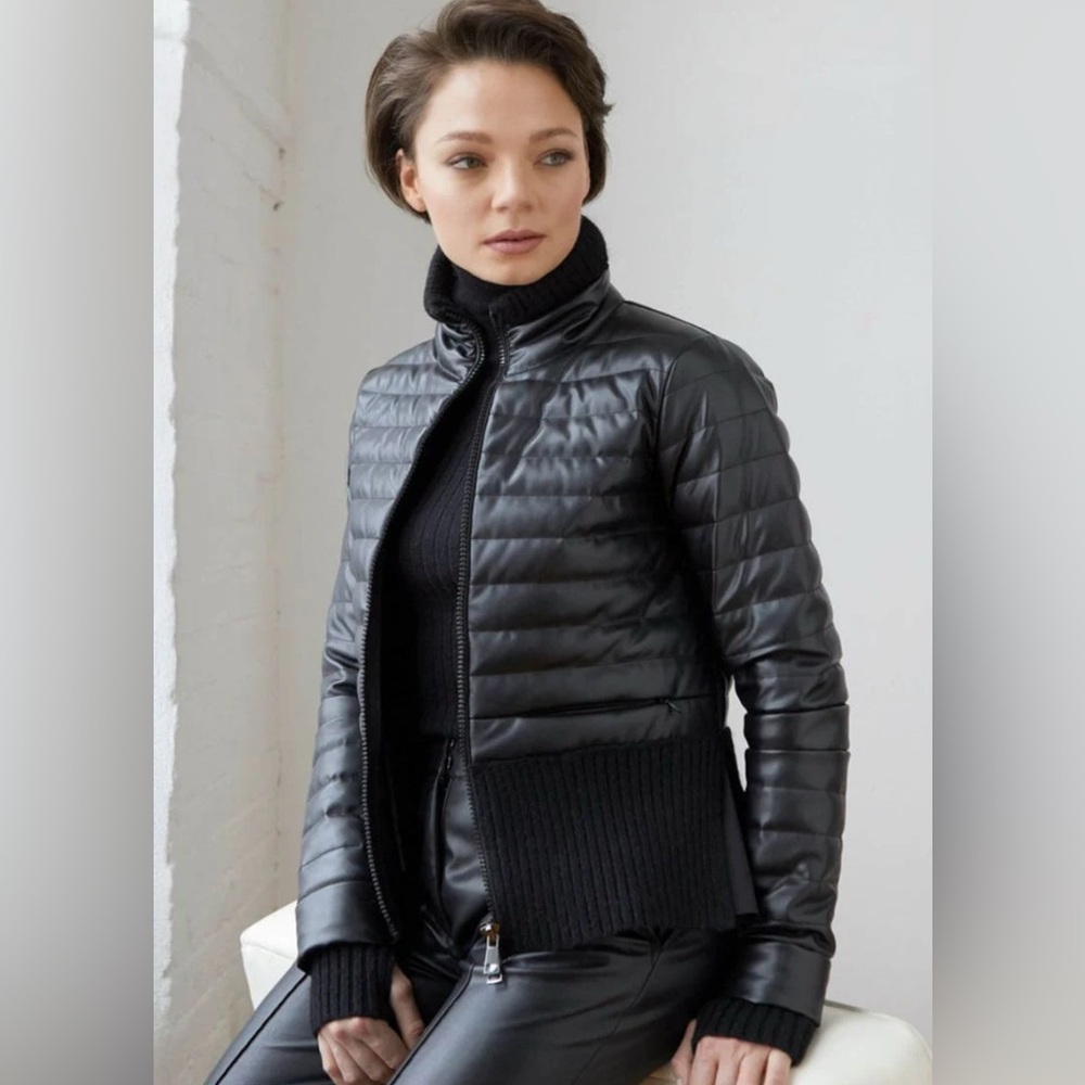 NWT Adriot Atelier Quilted Vegan Down Jacket in Black size 1